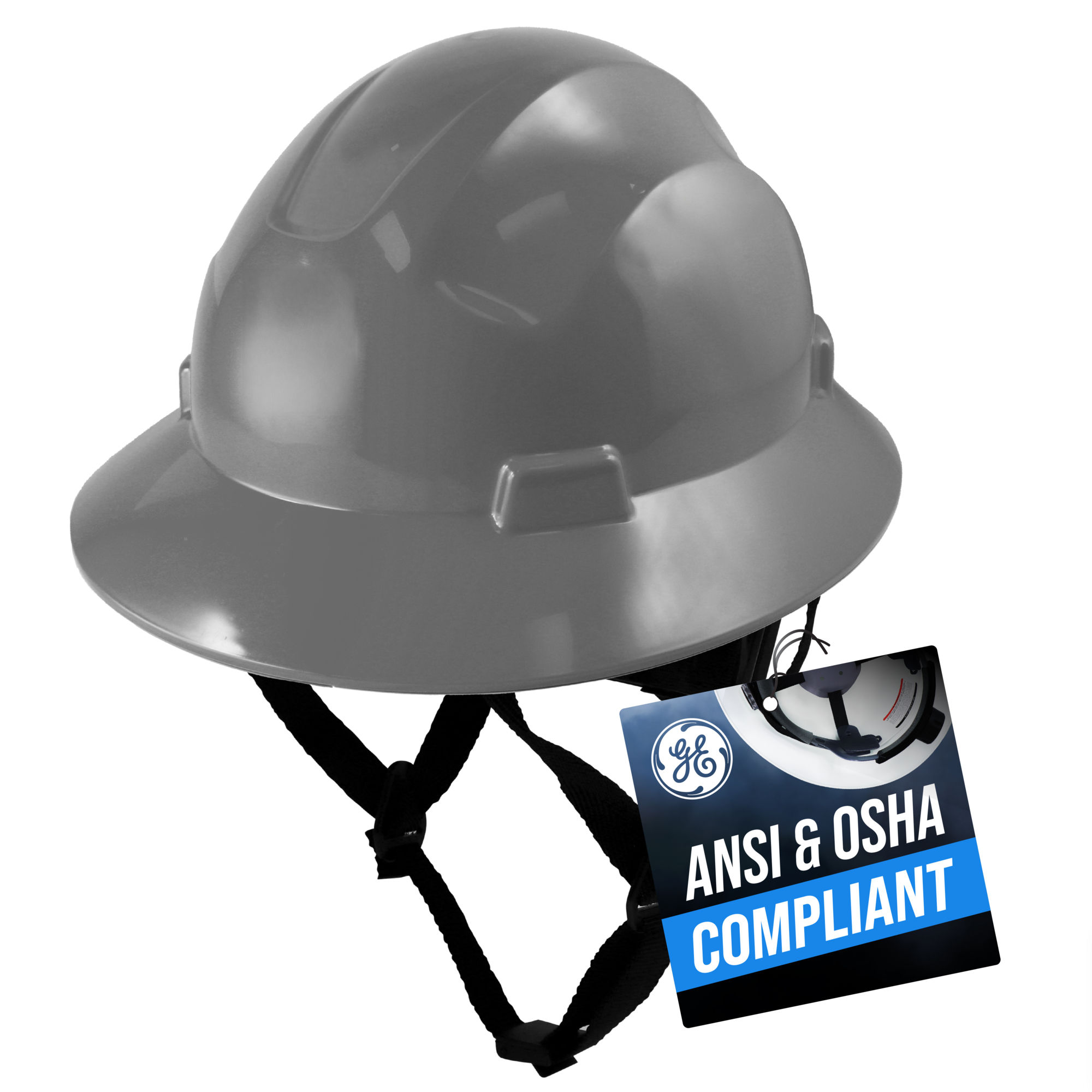 General Electric, SAFETY GRAY FULL BRIM HARD HAT NON-VENTED, Model# GH329G